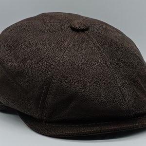 casquette irlandaise en cuir marron