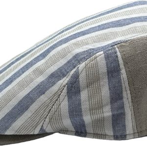 casquette plate rayée coton/lin