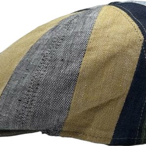 casquette plate 6 pans bandes patchwork lin