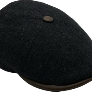casquette plate laine 6 pans avec bouton