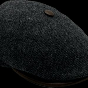casquette plate laine 6 pans avec bouton